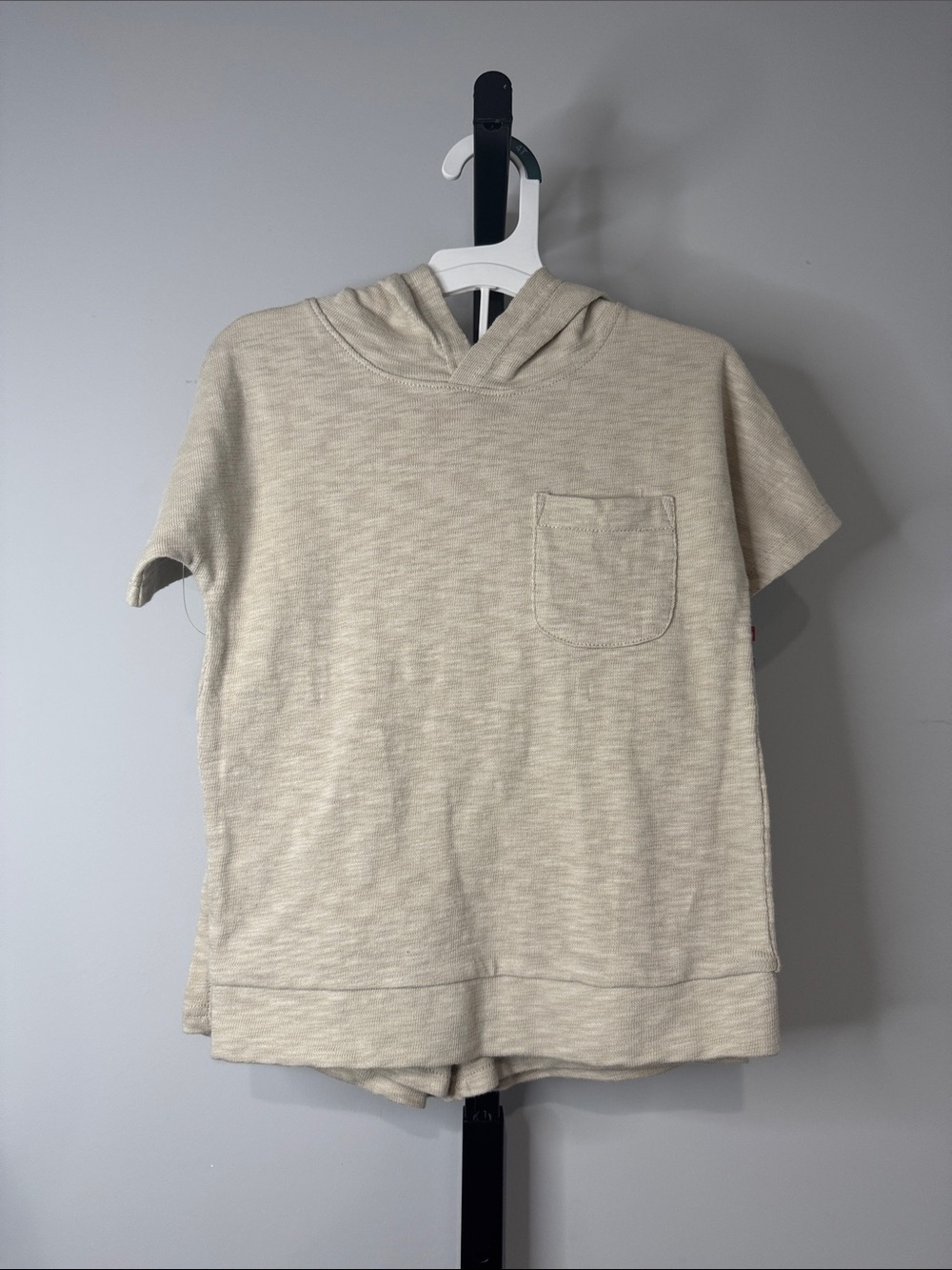 Cat & Jack Beige Set Short Sleeve Hooded Top & Shorts Toddler Boys New NWT